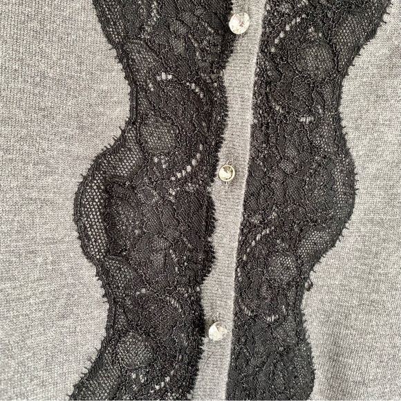 Express Grey & Black Lace Cardigan Sweater Size Small - Picture 5 of 6
